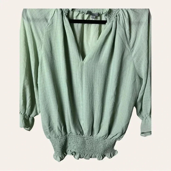 0610. WISHLIST SHORT SLEEVE SMOCKED TOP LIGHT MINT GREEN INโ COLOR SIZE LARGE - Picture 5 of 10